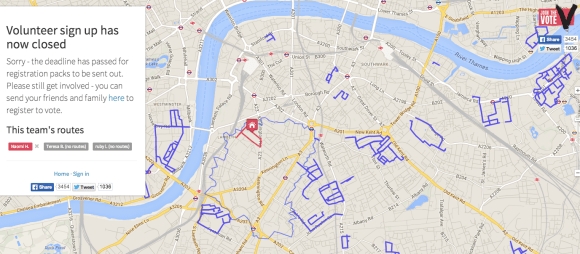 Screenshot of Join The Vote walk page